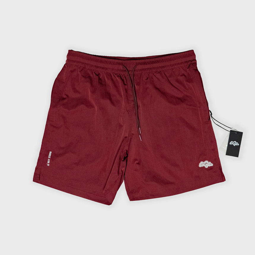 Boardwalk Nylon Shorts - Burgundy/White - Men's
