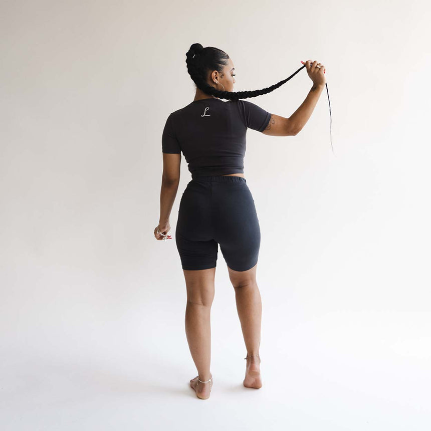 Cropped Tee - Faded Blue / Cool Grey- Women's