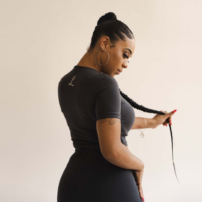 Cropped Tee - Faded Blue / Cool Grey- Women's