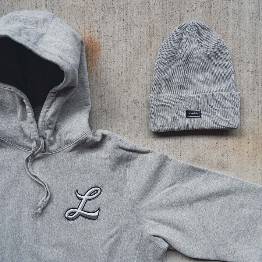 Script "L" Pullover Hoodie -Grey - Men's