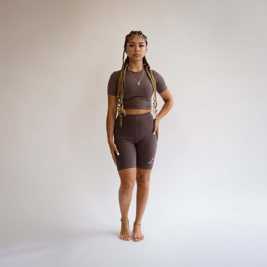 Cropped Tee - Mocha / Cream - Women's