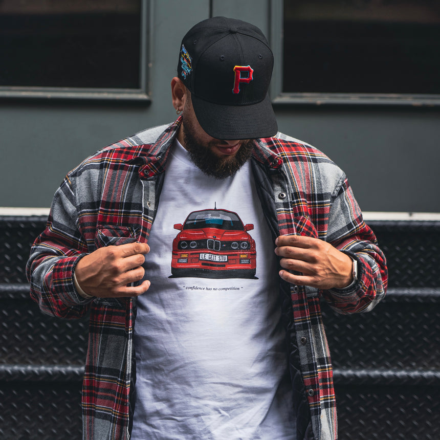 E30 M3 Cherry Red  T-Shirt - White - Men's