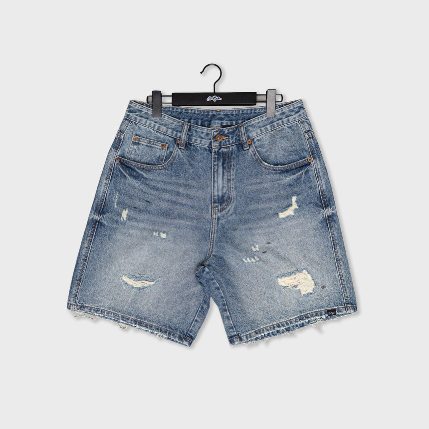 Denim Shorts - "Distressed Vintage" - Indigo - 13.5 oz - Men's