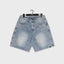 Denim Shorts - "Painter Splatter/Rhinestones" - Light Blue - 13.5 oz - Men's