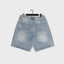 Denim Shorts - "Painter Splatter/Rhinestones" - Light Blue - 13.5 oz - Men's