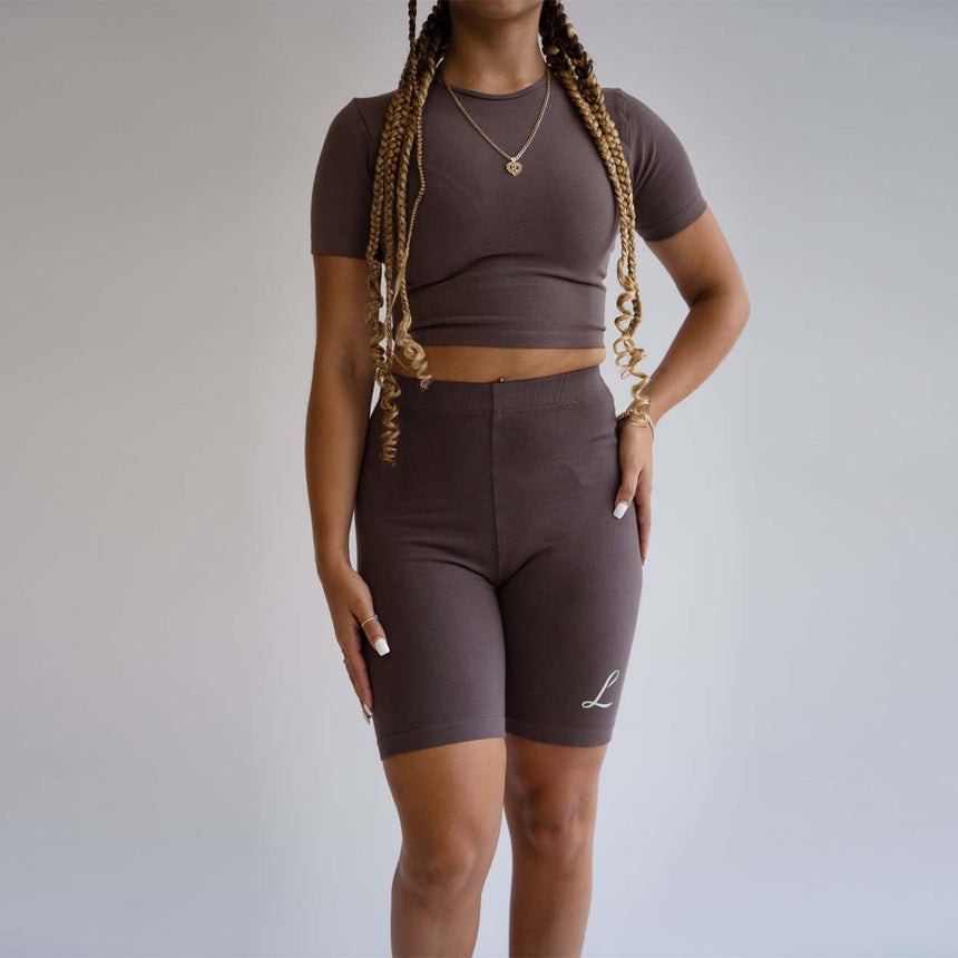 Cropped Tee - Mocha / Cream - Women's
